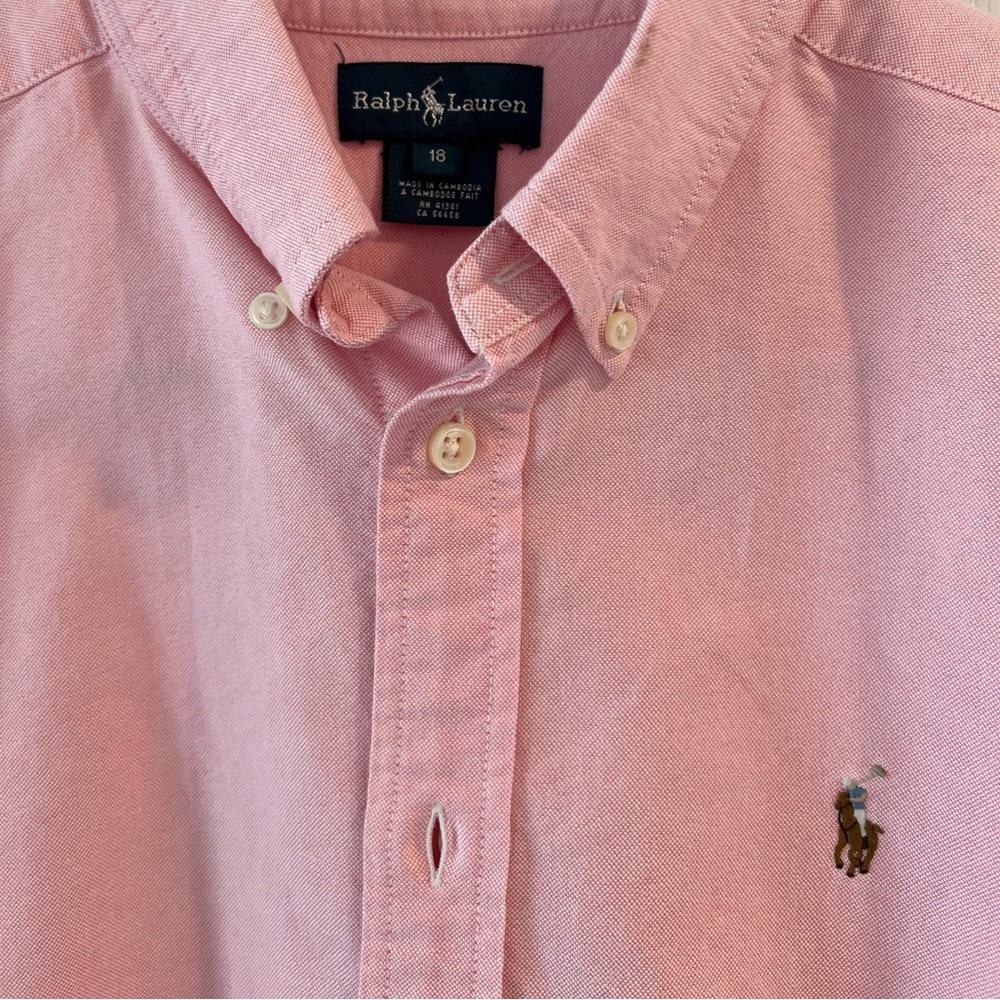 Boys Ralph Lauren button up. Size 18, excellent condition.